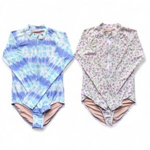 J. Crew Crewcuts Lot of 2 Girls Rash Guard Swimsuit Sz 12 - 1 New, 1 Used CUTE!